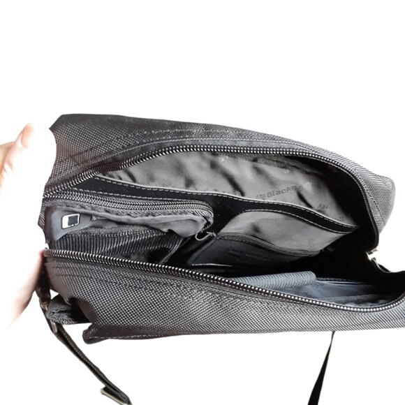 Vintage Blackberry Crossbody Tech Bag Black Unisex Travel School Work - Picture 9 of 10